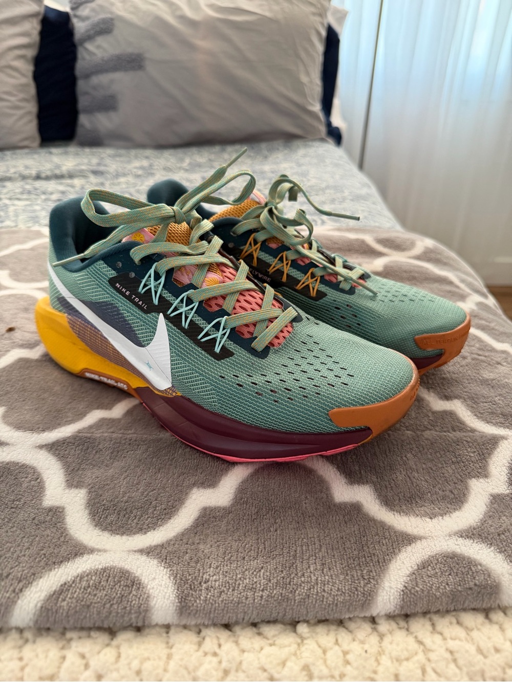Nike Trail Running Sneakers in Teal with Pink and Mustard Accents - Picture 3 of 4
